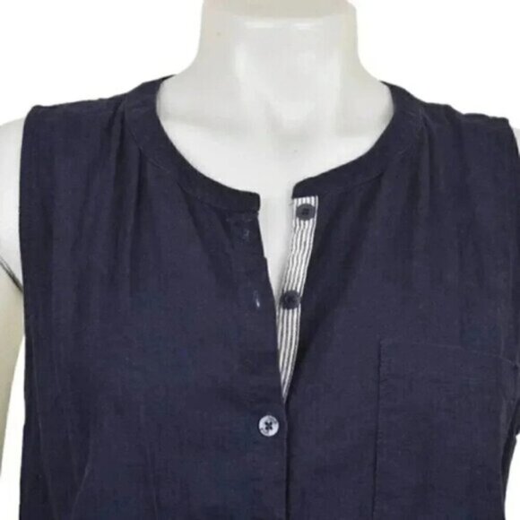 Lole Linen Blend Shirt Dress Sleeveless Mini Blue Size  Medium - Picture 2 of 9